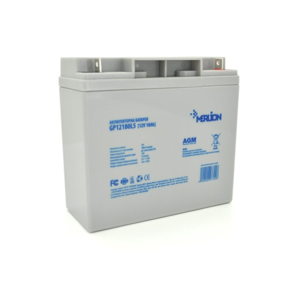 Акумуляторна батарея AGM GP12180L5 12V 18Ah для ДБЖ та систем відеоспостереження Grey Q4/192 Акумуляторна батарея AGM GP12180L5 12V 18Ah для ДБЖ та систем відеоспостереження Grey Q4/192