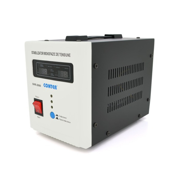 Стабилизатор напряжения релейный SVR-2000VA/1500W для защиты бытовой и офисной техники, однофазный, напольный, LED дисплей, 2 розетки Shuko Стабилизатор напряжения релейный SVR-2000VA/1500W для защиты бытовой и офисной техники, однофазный, напольный, LED дисплей, 2 розетки Shuko