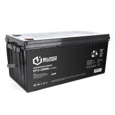 Акумуляторна батарея EUROPOWER AGM EP12-200M8 12V 200Ah для джерел безперебійного живлення та систем відеоспостереження