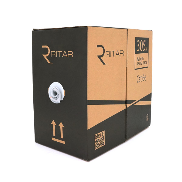 Кабель КВПЕ FTP-cat.6 (4 * 2 * 0.54), Ritar, (CU), для внутр. робіт, 305м, White, Corton BOX, Q2 Кабель КВПЕ FTP-cat.6 (4 * 2 * 0.54), Ritar, (CU), для внутр. робіт, 305м, White, Corton BOX, Q2