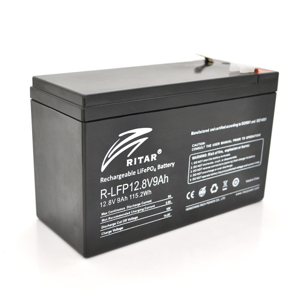 Акумуляторна батарея LiFePO4 12,8V 9Ah для сонячних систем та резервного живлення, 115,2Wh, BMS 4,5A, компактні габарити 150x65x95 мм, вага 0,98 кг