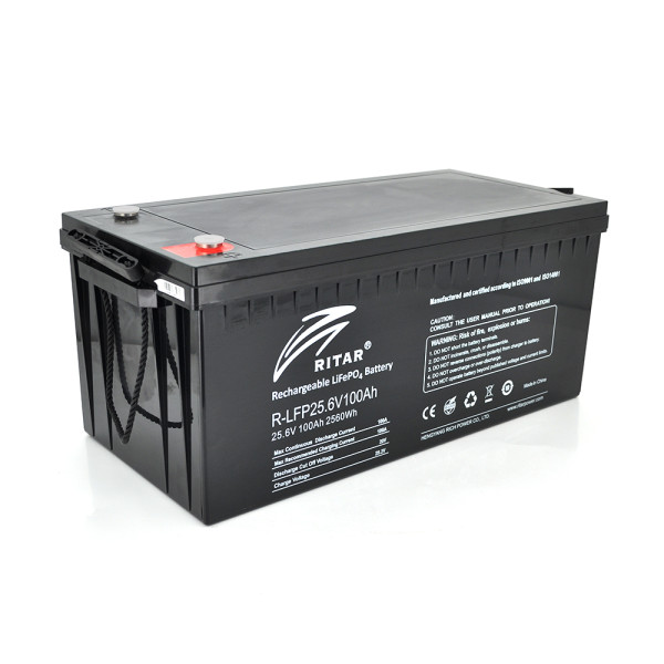 Акумуляторна батарея LiFePO4 25.6V 100Ah 2560Wh для енергозберігаючих систем з BMS, компактні габарити 522x240x219 мм, тривалий термін експлуатації Акумуляторна батарея LiFePO4 25.6V 100Ah 2560Wh для енергозберігаючих систем з BMS, компактні габарити 522x240x219 мм, тривалий термін експлуатації
