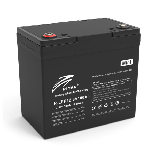 Акумуляторна батарея LiFePO4 12,8V 100Ah mini для сонячних систем та резервного живлення, 1280Wh BMS50@4S, компактні габарити 229х138х210 мм, вага 9,9 кг Акумуляторна батарея LiFePO4 12,8V 100Ah mini для сонячних систем та резервного живлення, 1280Wh BMS50@4S, компактні габарити 229х138х210 мм, вага 9,9 кг