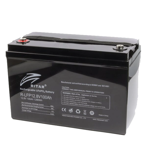 Акумуляторна батарея з bluetooth Ritar LiFePO4 12,8V 100Ah 1280Wh BMS50A@4S (330 х 172 х 214 мм), 13kg Q1 Акумуляторна батарея з bluetooth Ritar LiFePO4 12,8V 100Ah 1280Wh BMS50A@4S (330 х 172 х 214 мм), 13kg Q1