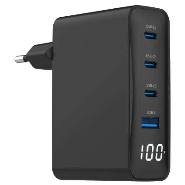 Зарядний пристрій Gembird TA-UC-PDQC100LCD-01-BK PD 100W Зарядний пристрій Gembird TA-UC-PDQC100LCD-01-BK PD 100W
