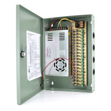 Импульсный блок питания 12V-30A/18CH Q14 в металлическом боксе с замком 18 каналов для систем видеонаблюдения и сигнализации