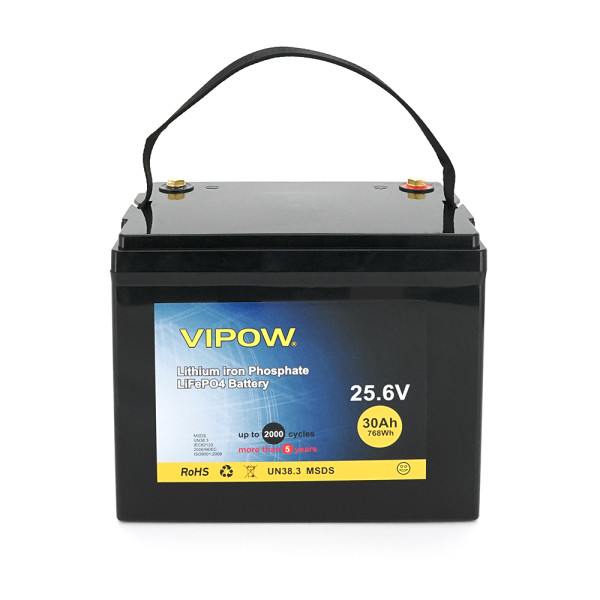 Акумуляторна батарея LiFePO4 25,6V 30Ah з BMS платою 25A для сонячних енергетичних систем, автотранспорту, кемпінгу та мобільних застосувань Акумуляторна батарея LiFePO4 25,6V 30Ah з BMS платою 25A для сонячних енергетичних систем, автотранспорту, кемпінгу та мобільних застосувань