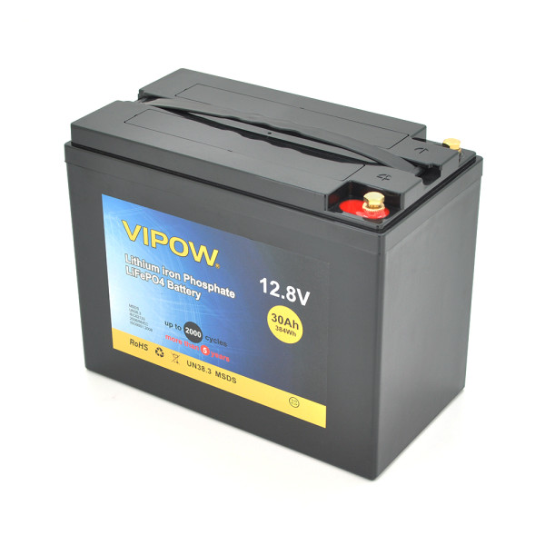 Акумуляторна батарея Vipow LiFePO4 12,8V 30Ah з вбудованою ВМS платою 25A (225*120*175), 4.5 kg Акумуляторна батарея Vipow LiFePO4 12,8V 30Ah з вбудованою ВМS платою 25A (225*120*175), 4.5 kg