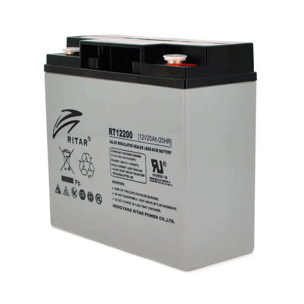 Акумуляторна батарея AGM RITAR RT12200 12V 20Ah для джерел безперебійного живлення та систем відеоспостереження Акумуляторна батарея AGM RITAR RT12200 12V 20Ah для джерел безперебійного живлення та систем відеоспостереження