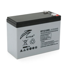 Акумуляторна батарея AGM 12V 10Ah RT12100S для джерела безперебійного живлення та систем відеоспостереження