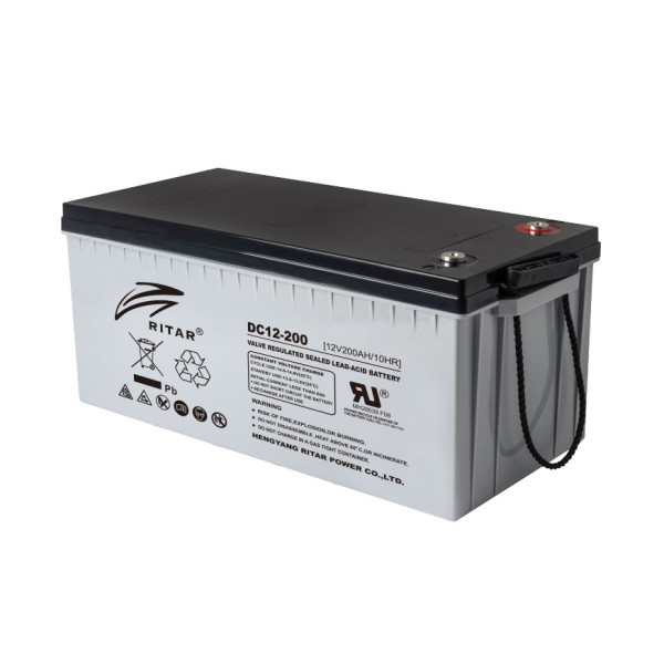 Акумулятор CARBON RITAR DC12-200C 12V 200Ah для сонячних систем, карбоновий, 2000-5000 циклів, довгий термін служби Акумулятор CARBON RITAR DC12-200C 12V 200Ah для сонячних систем, карбоновий, 2000-5000 циклів, довгий термін служби