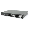 24х портовий PoE комутатор ONV-H1024PLS 24 порти РоЕ 100 Мбіт + 2 Uplink 1000 Мбіт, до 250м, IEEE802.3af/at, загальна потужність 250Вт