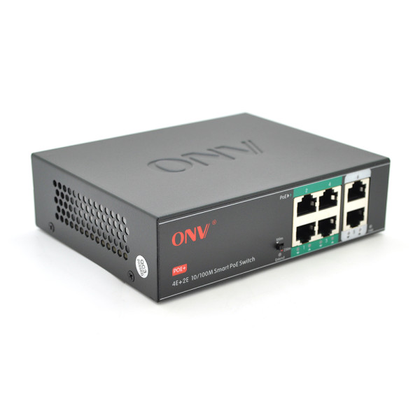 4-х портовый PoE коммутатор с автоперезапуском ONV-H1064PSD, 4xPoE 100 Мбит + 2xUplink 100 Мбит до 250м, IEEE802.3af/at, общая мощность 65Вт