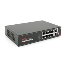 PoE комутатор ONV-H1108PLD 8 портів 100 Мбіт 2 uplink до 250 м з автоперезапуском для відеоспостереження та мережевої інфраструктури