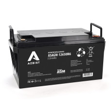 Акумуляторна батарея AGM ASAGM-12650M6 12V 65Ah для ДБЖ, відеоспостереження та охоронних систем, чорний корпус 348x168x178 мм