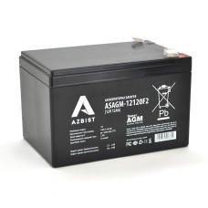 Акумулятор Super AGM ASAGM-12120F2 12V 12.0Ah для систем безпеки, чорний корпус, компактний розмір 151х98х95мм, оптимальний для відеоспостереження та домофонів