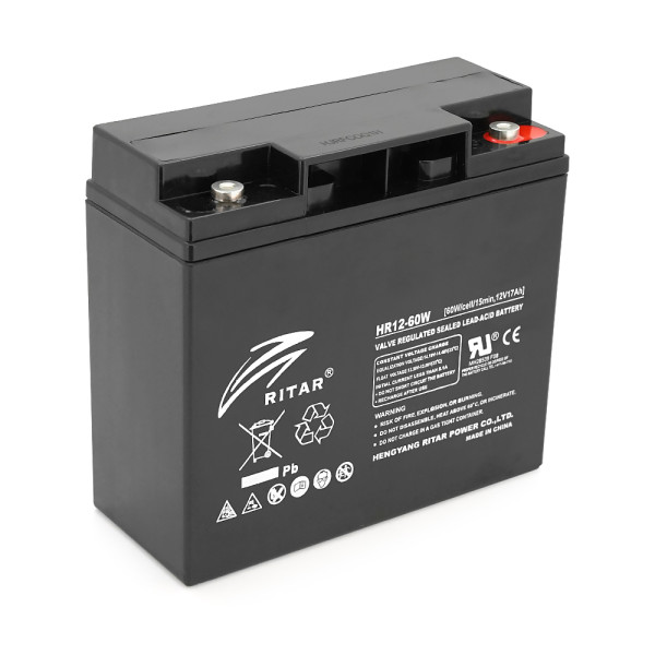 Акумуляторна батарея AGM HR12-60W 12V 17Ah для безперебійного живлення відеоспостереження та охоронних систем Акумуляторна батарея AGM HR12-60W 12V 17Ah для безперебійного живлення відеоспостереження та охоронних систем