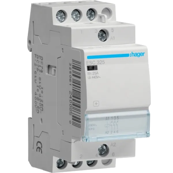 Контактор 25A 230В 3нв 2мод Hager ESC325