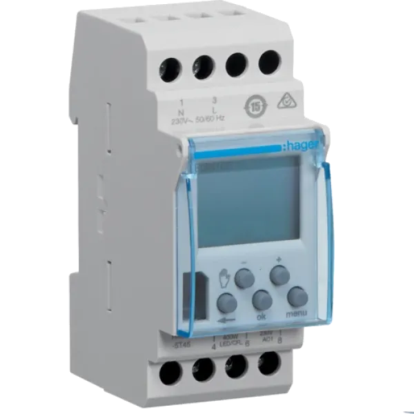 Таймер цифровий тижневий, 1-канал+Bluetooth, запас ходу 5 років Hager EGN103 Таймер цифровий тижневий, 1-канал+Bluetooth, запас ходу 5 років Hager EGN103