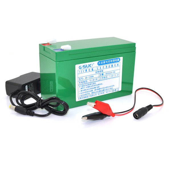 Акумуляторна батарея літієва 12V 8A QiSuo для електромашин, побутових інструментів іграшок з зарядним пристроєм 12,6V/1A і крокодилами Li-ion 18650 Акумуляторна батарея літієва 12V 8A QiSuo для електромашин, побутових інструментів іграшок з зарядним пристроєм 12,6V/1A і крокодилами Li-ion 18650