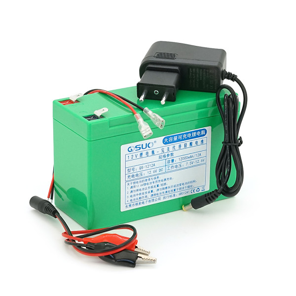 Акумуляторна батарея літієва 12V 12A QiSuo для електромашин та інструментів з зарядним пристроєм 12,6V/1A та крокодилами, Li-ion 18650, 150X64,5X97,7 мм Акумуляторна батарея літієва 12V 12A QiSuo для електромашин та інструментів з зарядним пристроєм 12,6V/1A та крокодилами, Li-ion 18650, 150X64,5X97,7 мм