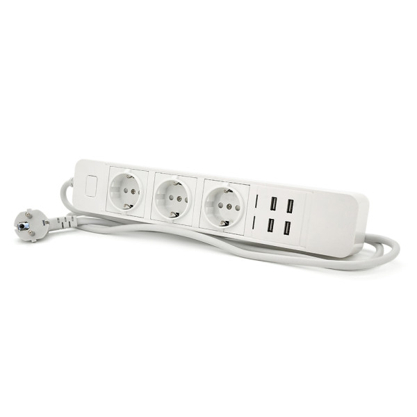Мережевий фільтр з WiFi управлінням для дому, 3 Розетки + 4 USB, 2 м, Чорний/ Білий Мережевий фільтр з WiFi управлінням для дому, 3 Розетки + 4 USB, 2 м, Чорний/ Білий