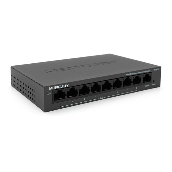 Коммутатор POE Mercury MS09CPS с 8 портами POE + 1 порт UP-Link 100Мбит, БП в комплекте, Q18 Коммутатор POE Mercury MS09CPS с 8 портами POE + 1 порт UP-Link 100Мбит, БП в комплекте, Q18