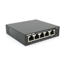 Комутатор POE 48V Mercury S105P мережевий 5 портів 10/100 Мбіт/с з блоком живлення для IP‑камер і Wi‑Fi точок
