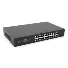 POE комутатор Merlion 16 POE 10/100 + 2 RJ45 10/100/1000+ вбудований блок живлення 52V 3.85A POE комутатор Merlion 16 POE 10/100 + 2 RJ45 10/100/1000+ вбудований блок живлення 52V 3.85A