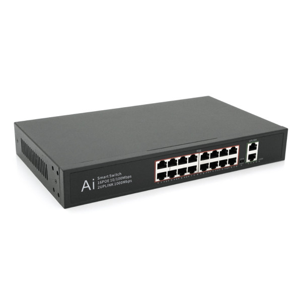 POE комутатор Merlion 16 POE 10/100 + 2 RJ45 10/100/1000+ вбудований блок живлення 52V 3.85A POE комутатор Merlion 16 POE 10/100 + 2 RJ45 10/100/1000+ вбудований блок живлення 52V 3.85A