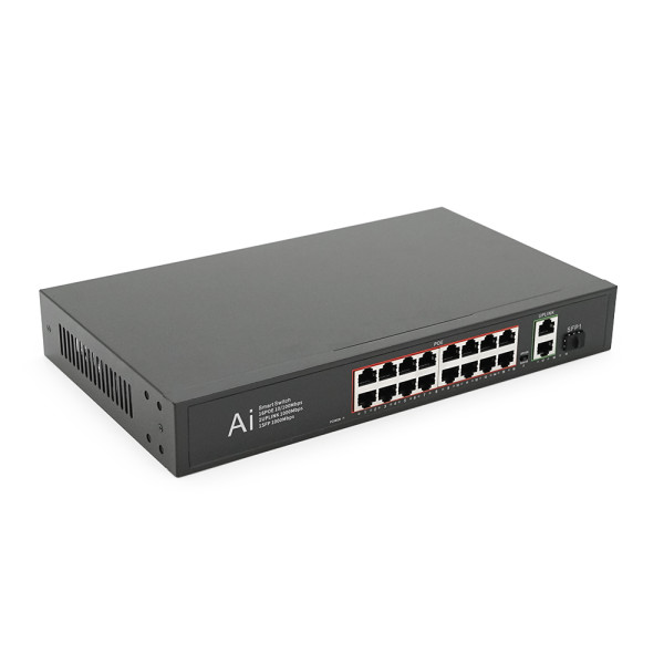 Poe коммутатор 16 портов Merlion 10/100 с 1 SFP 1310nm 20km и 2 RJ45 1000 Мбит/с для видеонаблюдения, встроенный блок питания 52V 4.8A с защитой от перегрузки Poe коммутатор 16 портов Merlion 10/100 с 1 SFP 1310nm 20km и 2 RJ45 1000 Мбит/с для видеонаблюдения, встроенный блок питания 52V 4.8A с защитой от перегрузки