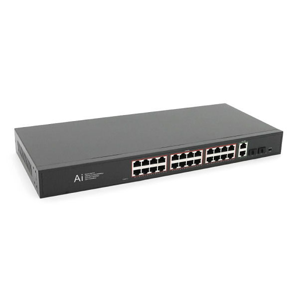 POE комутатор гігабітний Merlion 24 POE + 2 RJ45 + 2 SFP 10/100/1000 вбудований блок живлення 52V 6.15A POE комутатор гігабітний Merlion 24 POE + 2 RJ45 + 2 SFP 10/100/1000 вбудований блок живлення 52V 6.15A