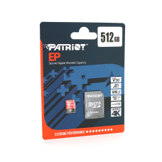 Карта памяти Patriot LX microSDHC Class 10 UHS-I U3, V30 (R-100MB/s, W-80MB/s), 512GB