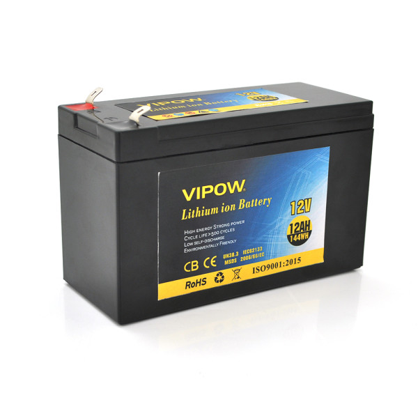 Акумуляторна батарея 12V 12Ah для електронних пристроїв з Li-ion елементами 18650 та вбудованою BMS, компактні розміри 151х65х94 мм, високоякісний запас потужності