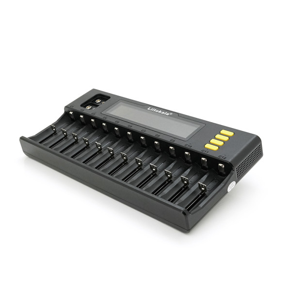 Зарядний пристрій Liitokala Lii-S12 з 12+2 каналами для Ni-Mh/Li-ion/LiFePo4/крон, 220V/12V, LED та LCD індикацією для надійного заряджання акумуляторів Зарядний пристрій Liitokala Lii-S12 з 12+2 каналами для Ni-Mh/Li-ion/LiFePo4/крон, 220V/12V, LED та LCD індикацією для надійного заряджання акумуляторів