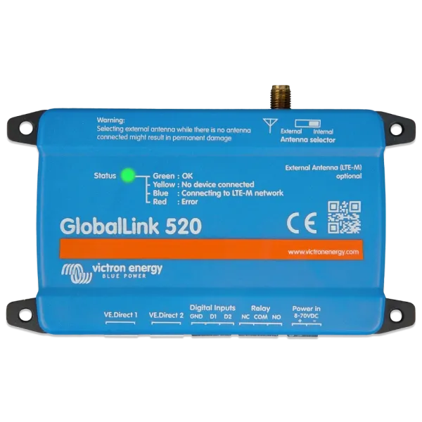 Пристрій зв'язку Victron Energy GlobalLink 520 для моніторингу та віддаленого керування автономними енергосистемами Пристрій зв'язку Victron Energy GlobalLink 520 для моніторингу та віддаленого керування автономними енергосистемами