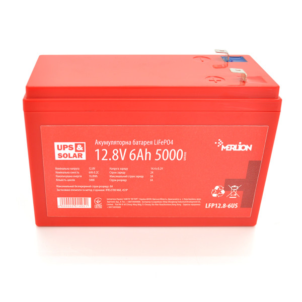 Літій-залізо-фосфатний акумулятор Merlion LiFePO4 12.8V 6AH (4S1P/BMS-10A), (151x65x97) for UPS,до 5000 циклов, Q12 Літій-залізо-фосфатний акумулятор Merlion LiFePO4 12.8V 6AH (4S1P/BMS-10A), (151x65x97) for UPS,до 5000 циклов, Q12