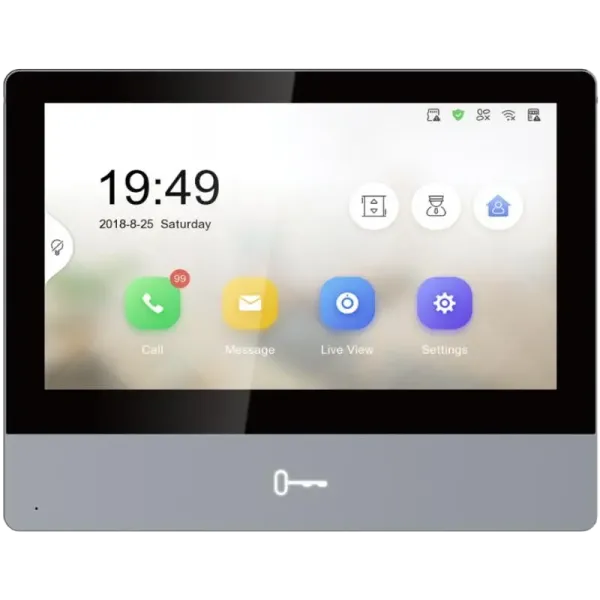 Відеодомофон DS-KH8350-WTE1 з 7 дюймовим IPS екраном для контролю доступу та зв'язку, мобільне управління через Hik-Connect, роздільна здатність 1024×600 Відеодомофон DS-KH8350-WTE1 з 7 дюймовим IPS екраном для контролю доступу та зв'язку, мобільне управління через Hik-Connect, роздільна здатність 1024×600