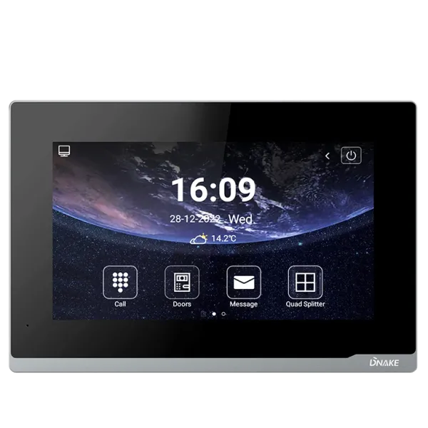 Видеодомофон 7" TFT Dnake E416W для домофона с поддержкой SIP 2.0 и Wi-Fi, интеграция с IP-камерами, Android 10, питание PoE 12В DC Видеодомофон 7" TFT Dnake E416W для домофона с поддержкой SIP 2.0 и Wi-Fi, интеграция с IP-камерами, Android 10, питание PoE 12В DC