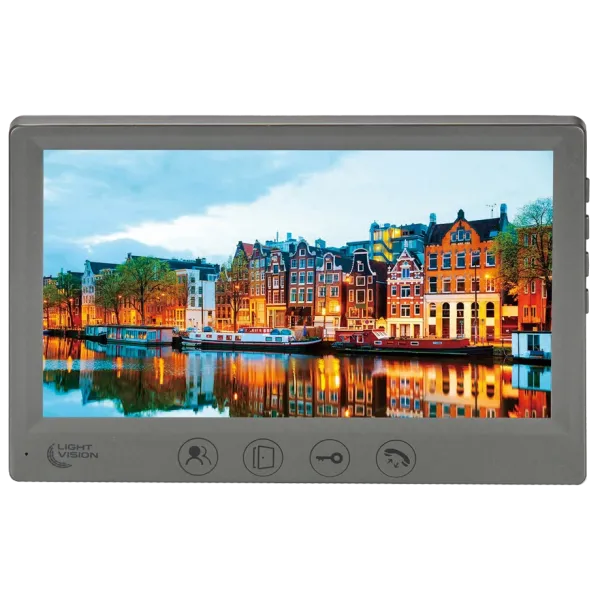 Видеодомофон Light Vision Amsterdam FHD Gray с IPS дисплеем 7", интеркомом на 6 устройств, записью 1080P для безопасности дома Видеодомофон Light Vision Amsterdam FHD Gray с IPS дисплеем 7", интеркомом на 6 устройств, записью 1080P для безопасности дома