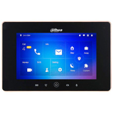 Відеодомофон DHI-VTH5221D-S2 7" TFT з підтримкою 32 камер для домофону, запис та знімок, бездротові зони сигналізації, живлення PoE, чорний