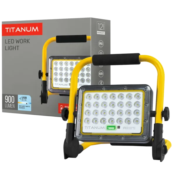 LED прожектор акумуляторний IP65 20W 900Lm 5000K TITANUM TL-FA-105 LED прожектор акумуляторний IP65 20W 900Lm 5000K TITANUM TL-FA-105
