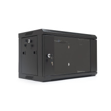 Шафа Merlion 6U, 600*350*367 (Ш*Г*В) мм загартоване скло, чорна, сталь 1,2мм, із замком (у розібраному вигляді!!!), Black