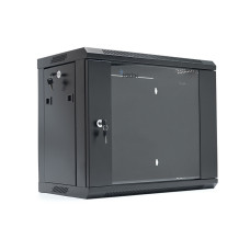 Шкаф Merlion 9U, 600*350*500 (Ш*Г*В) мм закалённое стекло, чёрный, сталь 1,2 мм, с замком (в разобранном виде!!!), Black