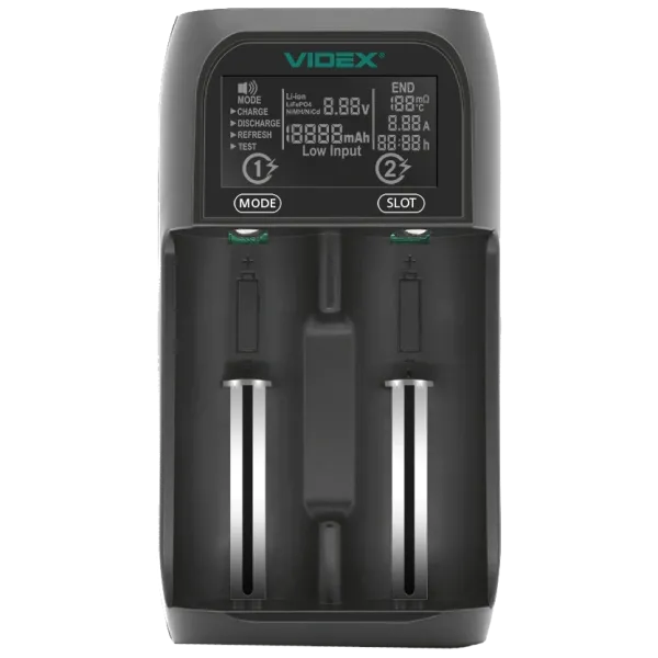 Зарядний пристрій Videx VCH-UT201 для акумуляторів Li-ion та Ni-MH з USB Type-C входом і USB виходом для універсального живлення Зарядний пристрій Videx VCH-UT201 для акумуляторів Li-ion та Ni-MH з USB Type-C входом і USB виходом для універсального живлення