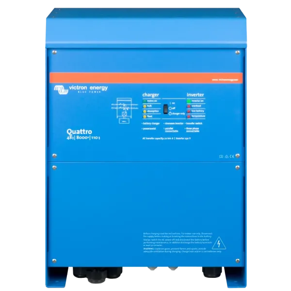 Інвертор VictronEnergy Quattro 48/8000/110-100/100 однофазний чиста синусоїда для систем безперебійного енергоживлення будинку 48В 8000ВА 110А Інвертор VictronEnergy Quattro 48/8000/110-100/100 однофазний чиста синусоїда для систем безперебійного енергоживлення будинку 48В 8000ВА 110А