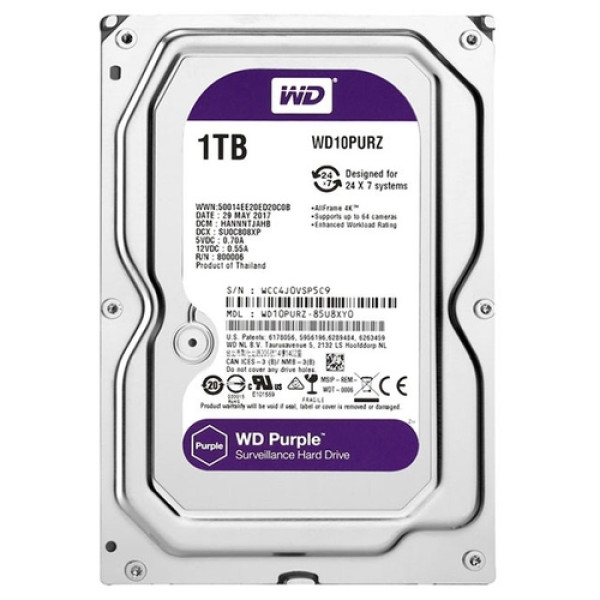 Жорсткий диск Western Digital Purple 1TB 64MB 5400rpm WD10PURZ 3.5 SATA III Жорсткий диск Western Digital Purple 1TB 64MB 5400rpm WD10PURZ 3.5 SATA III