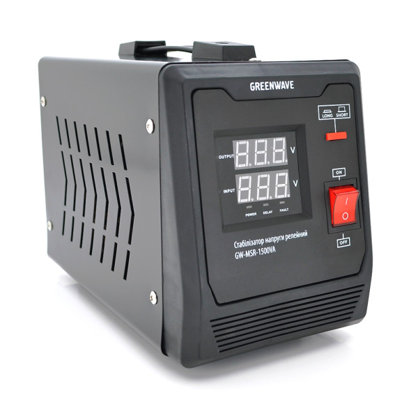 Стабилизатор напряжения релейный Green Wave Mauser 1500VA (1050Вт), 1xShuko, DC140-260V, AC220±8%, BOX, Q4 Стабилизатор напряжения релейный Green Wave Mauser 1500VA (1050Вт), 1xShuko, DC140-260V, AC220±8%, BOX, Q4