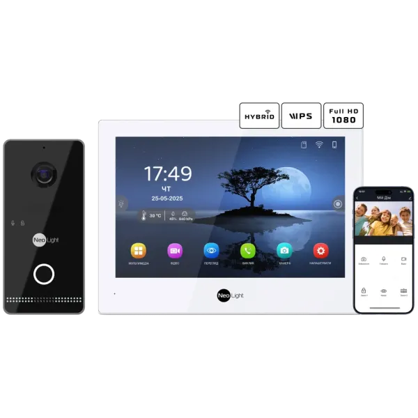 Комплект відеодомофону Neolight ALPHA Hybrid + OPTIMA IPW Black Комплект відеодомофону Neolight ALPHA Hybrid + OPTIMA IPW Black