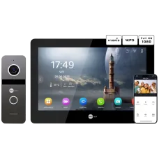 Комплект відеодомофону Neolight MEZZO Hybrid Black + SOLO IPW Graphite з кутком, PoE адаптер для панелі виклику